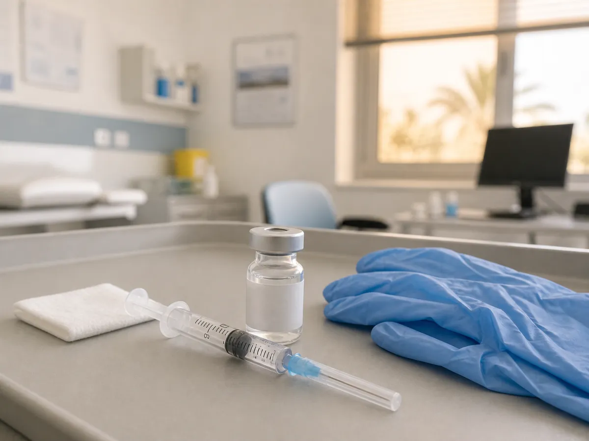 Persona mayor con EPOC recibiendo la vacuna de la gripe en un centro de salud del Servicio Canario de la Salud.