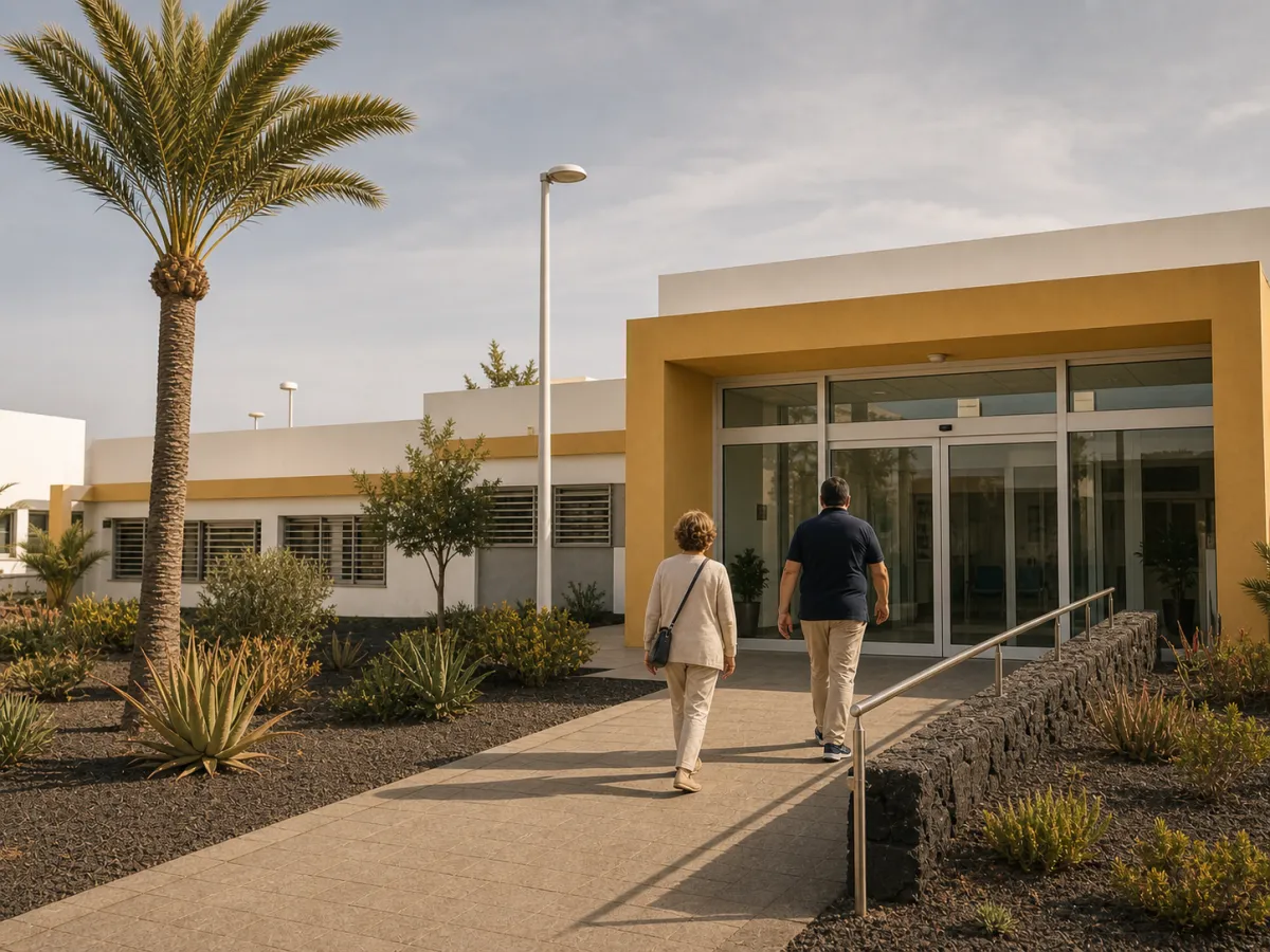 Exterior de un centro de salud canario donde se administra el calendario vacunal del adulto a pacientes respiratorios.